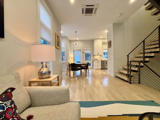 Dining room, Interior, Kitchen, Living room, Pendant Lights, Recessed Lighting, Wood Texture Flooring