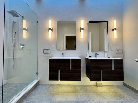 Bathroom, Dual Sink Vanities, Glass Shower, Interior