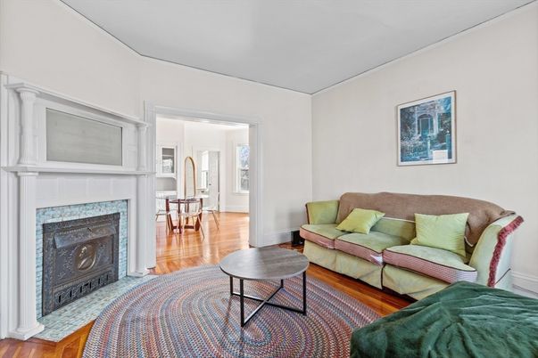Dining room, Fireplace, Interior, Living room, Wood Texture Flooring