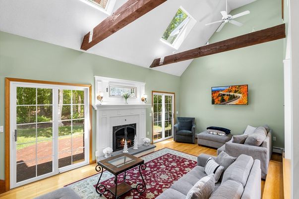 Fireplace, Interior, Living room, Wooden Beams, Wood Texture Flooring