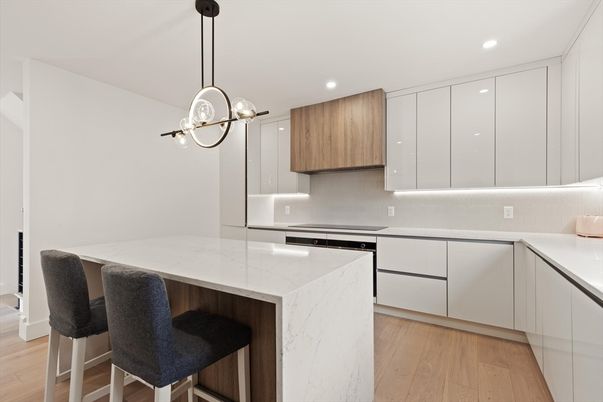 Interior, Kitchen, Pendant Lights, Recessed Lighting, Wood Texture Flooring