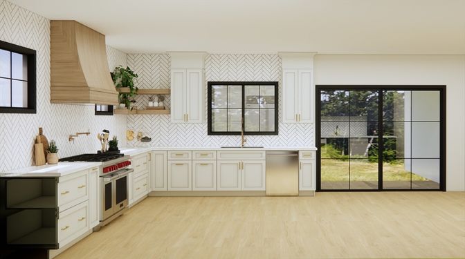 Interior, Kitchen, Stainless Steel Appliances, Wood Texture Flooring