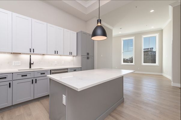 Interior, Kitchen, Pendant Lights, Recessed Lighting, Wood Texture Flooring