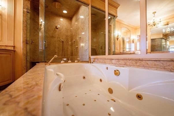 Bathroom, Chandelier, Glass Shower, Interior