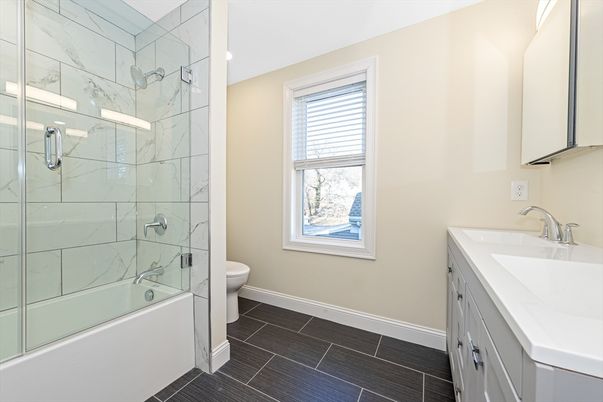 Bathroom, Glass Shower, Interior, Marble Walls