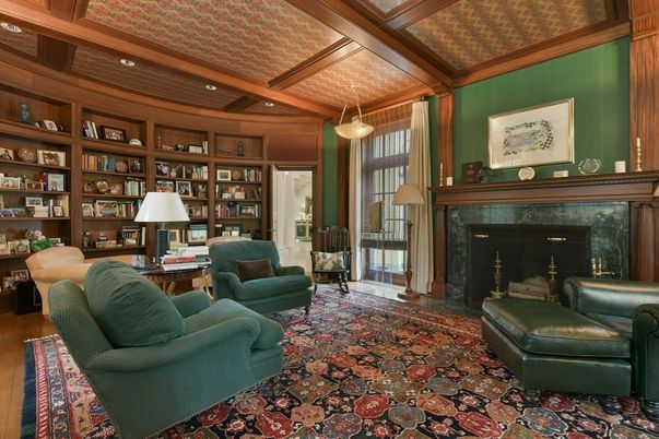 Fireplace, Home Office, Interior, Living room, Pendant Lights, Recessed Lighting, Wooden Beams, Wooden Ceilings, Wood Texture Flooring
