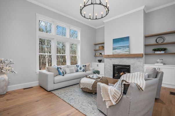Chandelier, Fireplace, Interior, Living room, Wood Texture Flooring