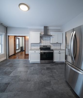 Interior, Kitchen, Stainless Steel Appliances, Wood Texture Flooring
