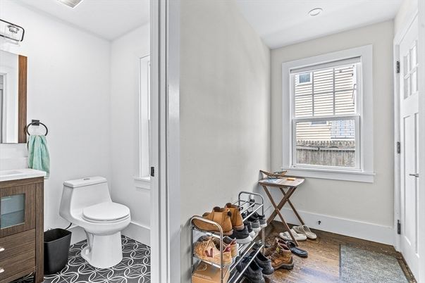Bathroom, Interior, Recessed Lighting, Wood Texture Flooring