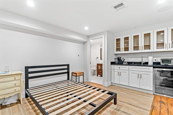 Interior, Kitchen, Recessed Lighting, Wood Texture Flooring