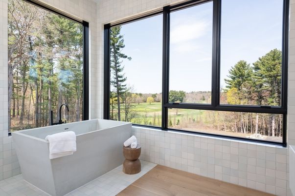 Bathroom, Free Standing Baths, Interior, Wood Texture Flooring