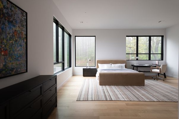 Bedroom, Home Office, Interior, Recessed Lighting, Wood Texture Flooring