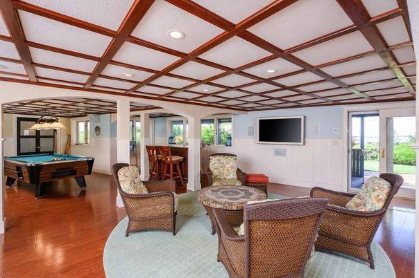 Billiard Table, Dining room, Game Room, Interior, Pendant Lights, Recessed Lighting, Wood Texture Flooring
