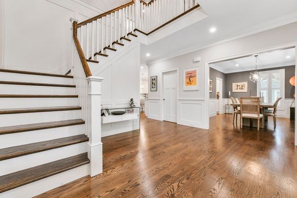 Chandelier, Dining room, Interior, Pendant Lights, Recessed Lighting, Wood Texture Flooring