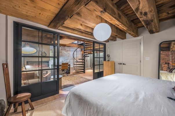 Bedroom, Interior, Pendant Lights, Wooden Beams, Wooden Ceilings