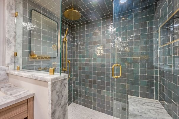Bathroom, Glass Shower, Interior, Marble