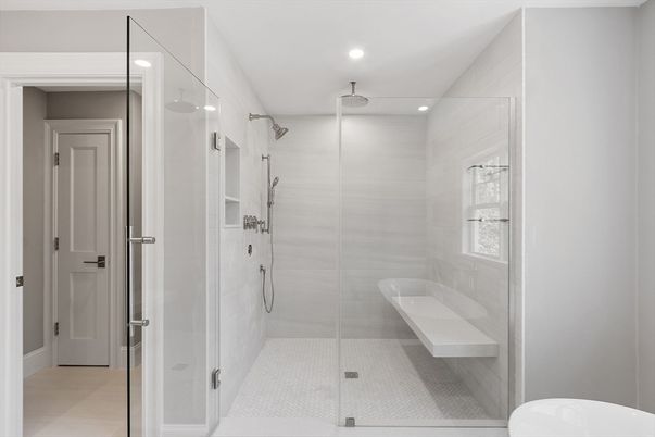 Bathroom, Glass Shower, Interior, Recessed Lighting