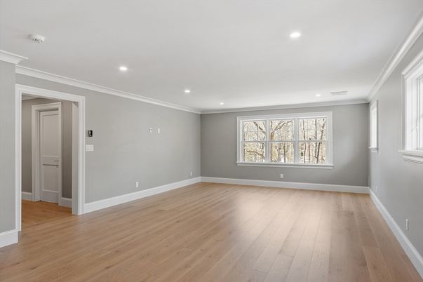 Empty room, Interior, Recessed Lighting, Wood Texture Flooring