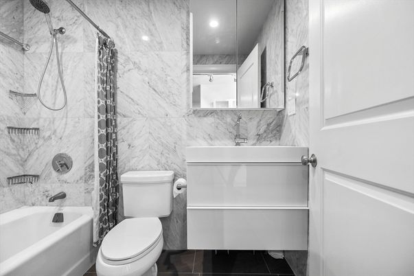 Bathroom, Interior, Marble Walls, Recessed Lighting