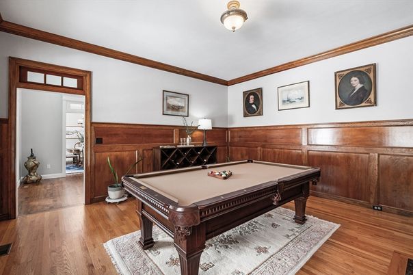 Billiard Table, Game Room, Interior, Wood Texture Flooring