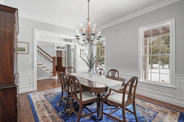 Chandelier, Dining room, Interior, Wood Texture Flooring