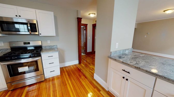 Interior, Kitchen, Stainless Steel Appliances, Wood Texture Flooring
