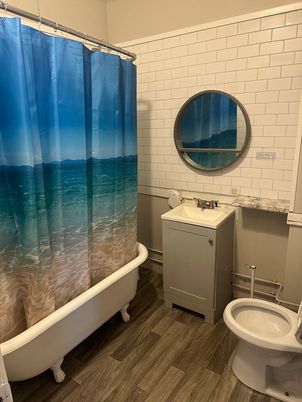 Bathroom, Free Standing Baths, Interior, Wood Texture Flooring