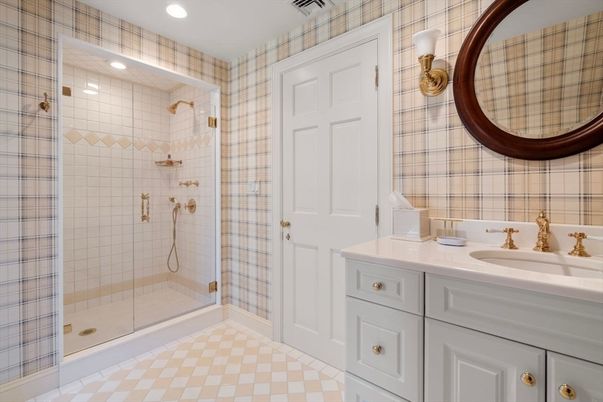 Bathroom, Glass Shower, Interior, Recessed Lighting