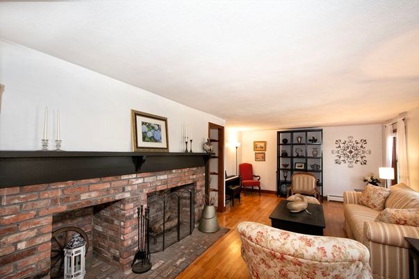 Fireplace, Interior, Living room, Stone Walls, Wood Texture Flooring