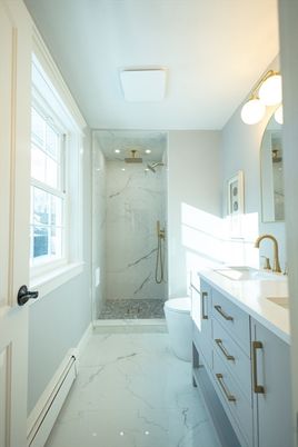 Bathroom, Glass Shower, Interior, Marble, Marble Walls