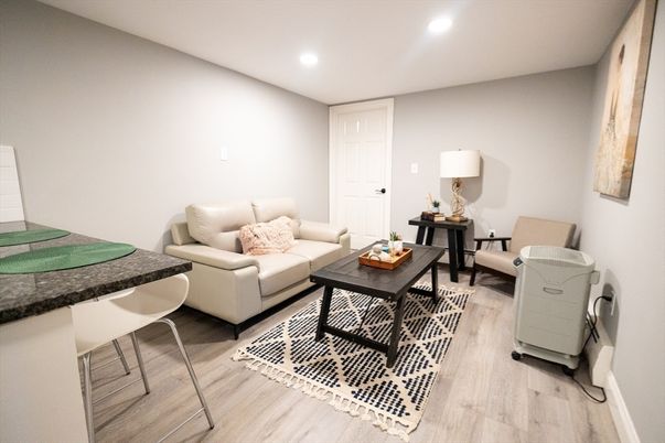 Interior, Living room, Recessed Lighting, Washer, Wood Texture Flooring