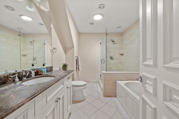 Bathroom, Dual Sink Vanities, Glass Shower, Interior, Recessed Lighting