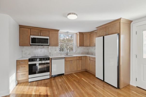 Interior, Kitchen, Stainless Steel Appliances, Wood Texture Flooring
