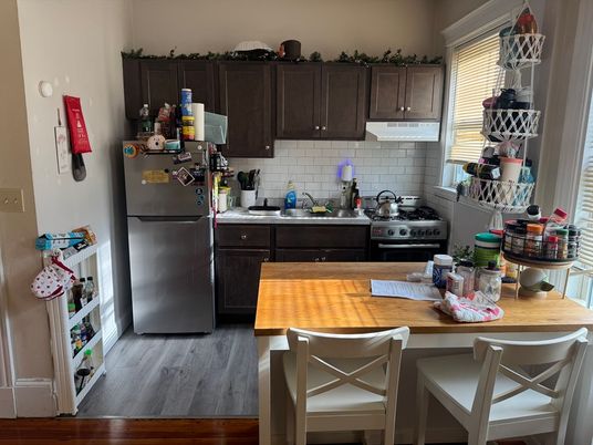 Interior, Kitchen, Stainless Steel Appliances, Wood Texture Flooring