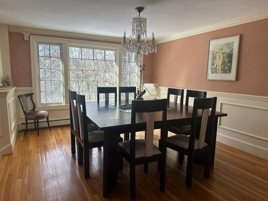 Chandelier, Dining room, Interior, Wood Texture Flooring