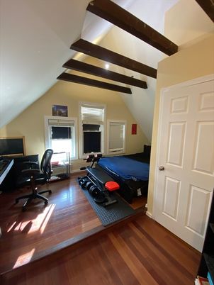 Fitness Equipment, Home Office, Interior, Wooden Beams, Wood Texture Flooring