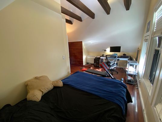 Bedroom, Home Office, Interior, Wooden Beams, Wood Texture Flooring