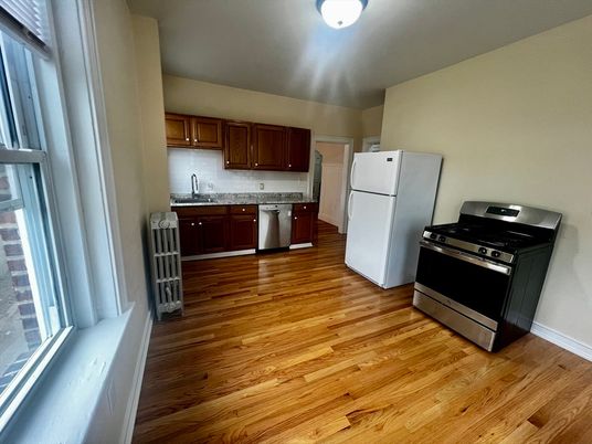 Interior, Kitchen, Stainless Steel Appliances, Wood Texture Flooring