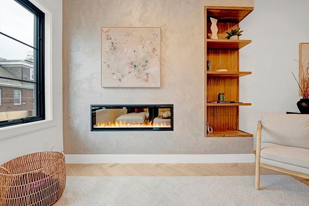 Fireplace, Interior, Wood Texture Flooring