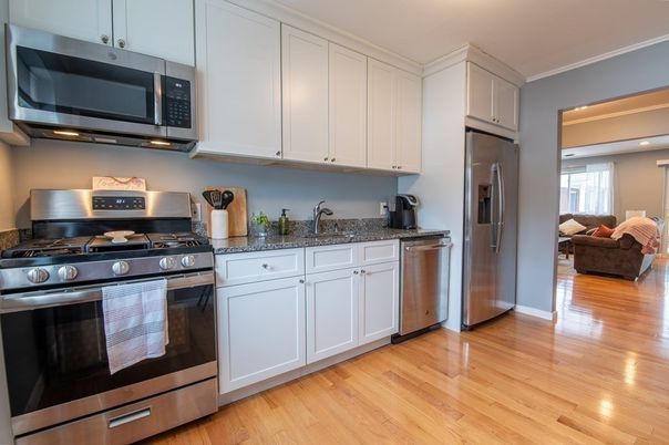 Interior, Kitchen, Stainless Steel Appliances, Wood Texture Flooring
