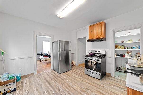 Interior, Kitchen, Stainless Steel Appliances, Wood Texture Flooring