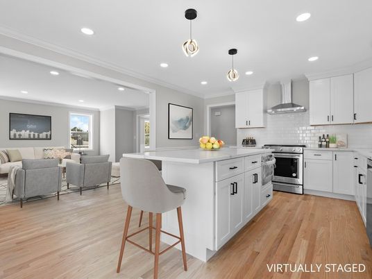 Interior, Kitchen, Living room, Pendant Lights, Recessed Lighting, Stainless Steel Appliances, Wood Texture Flooring
