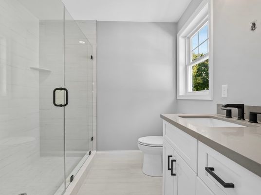 Bathroom, Glass Shower, Interior, Marble Walls