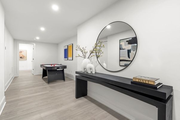 Game Room, Interior, Recessed Lighting, Wood Texture Flooring