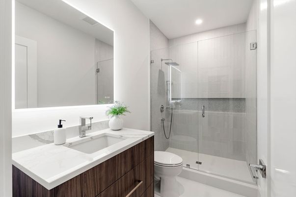Bathroom, Glass Shower, Interior, Recessed Lighting
