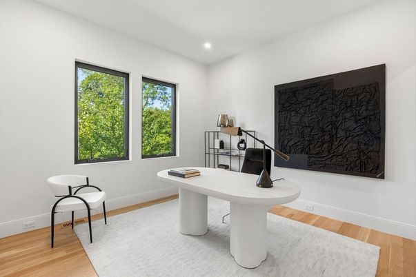 Home Office, Interior, Recessed Lighting, Wood Texture Flooring