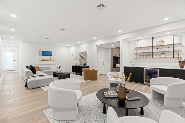 Interior, Living room, Recessed Lighting, Wood Texture Flooring