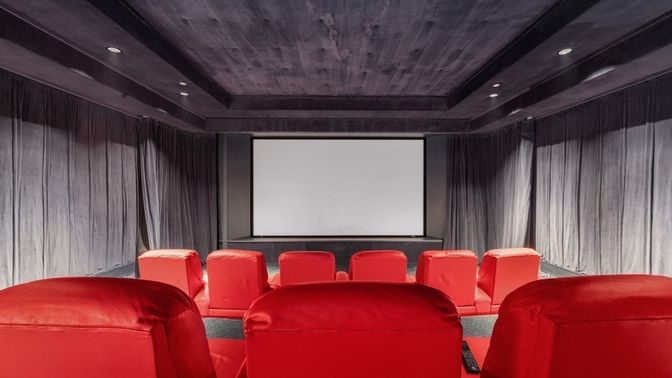Home Theatre Room, Interior, Projection Screen, Recessed Lighting, Theatre Room
