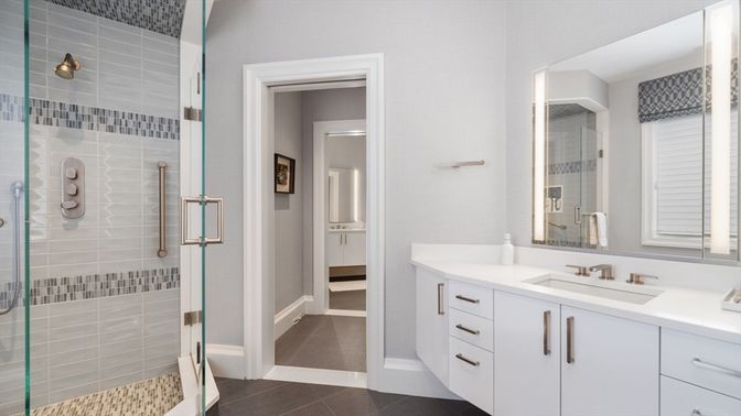 Bathroom, Dual Sink Vanities, Glass Shower, Interior