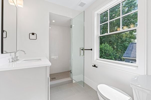 Bathroom, Glass Shower, Interior, Recessed Lighting
